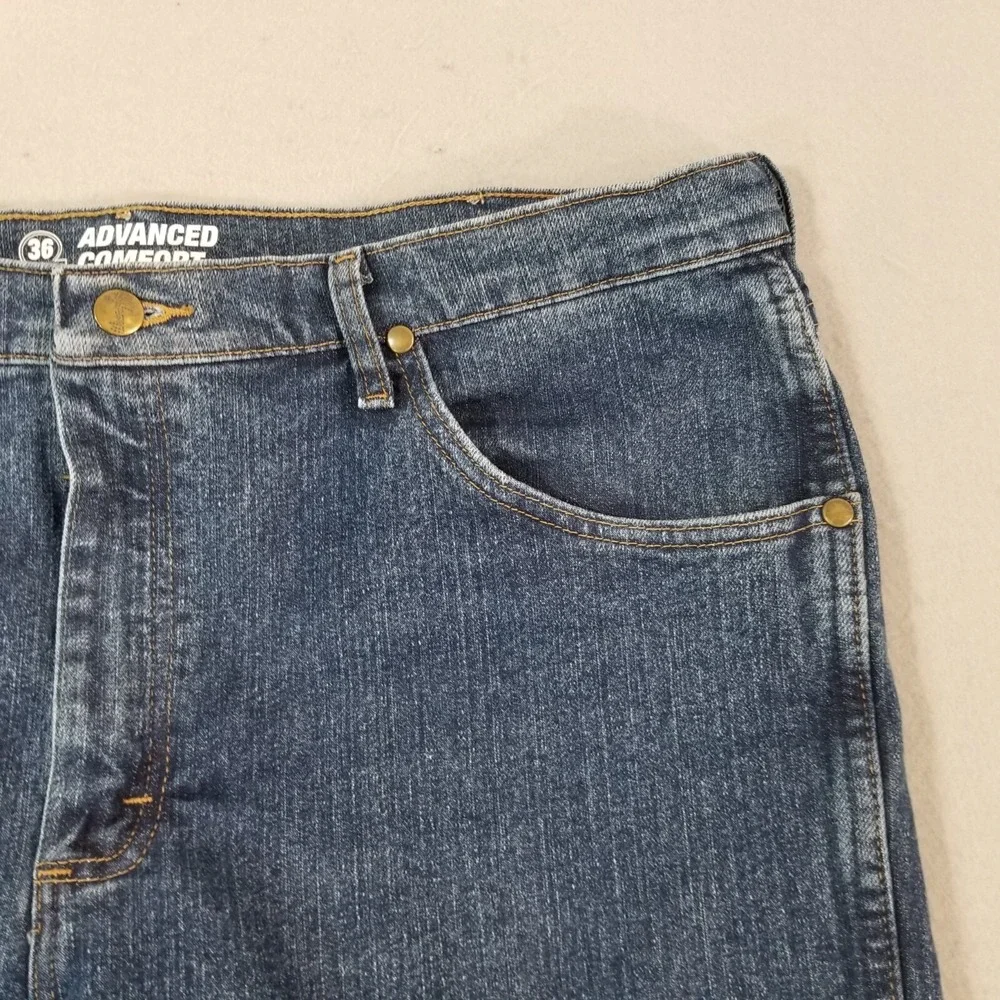 Wrangler jeans men's 40 x 30 Advanced Comfort slim straight Blue denim pants